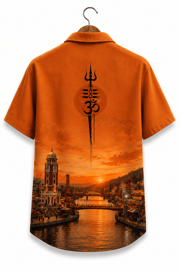 Orange Mahadev Cuban Shirt