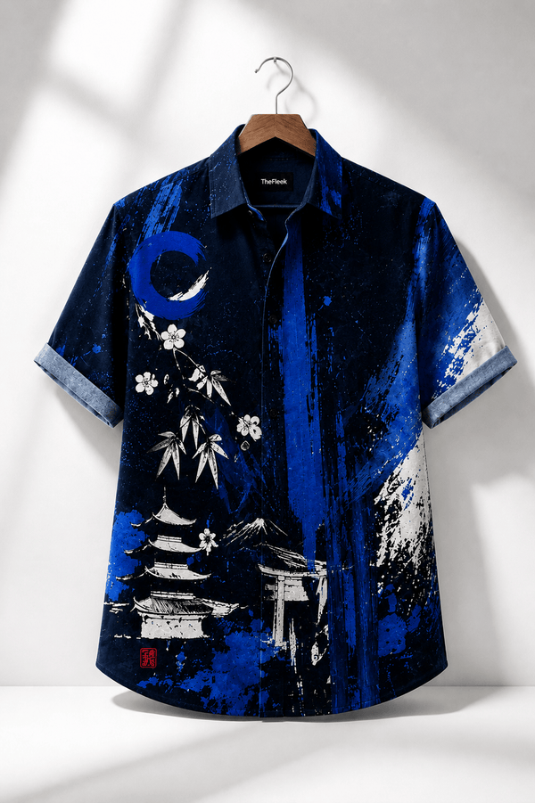 TheFleek Sapphire Enso Cuban Shirt