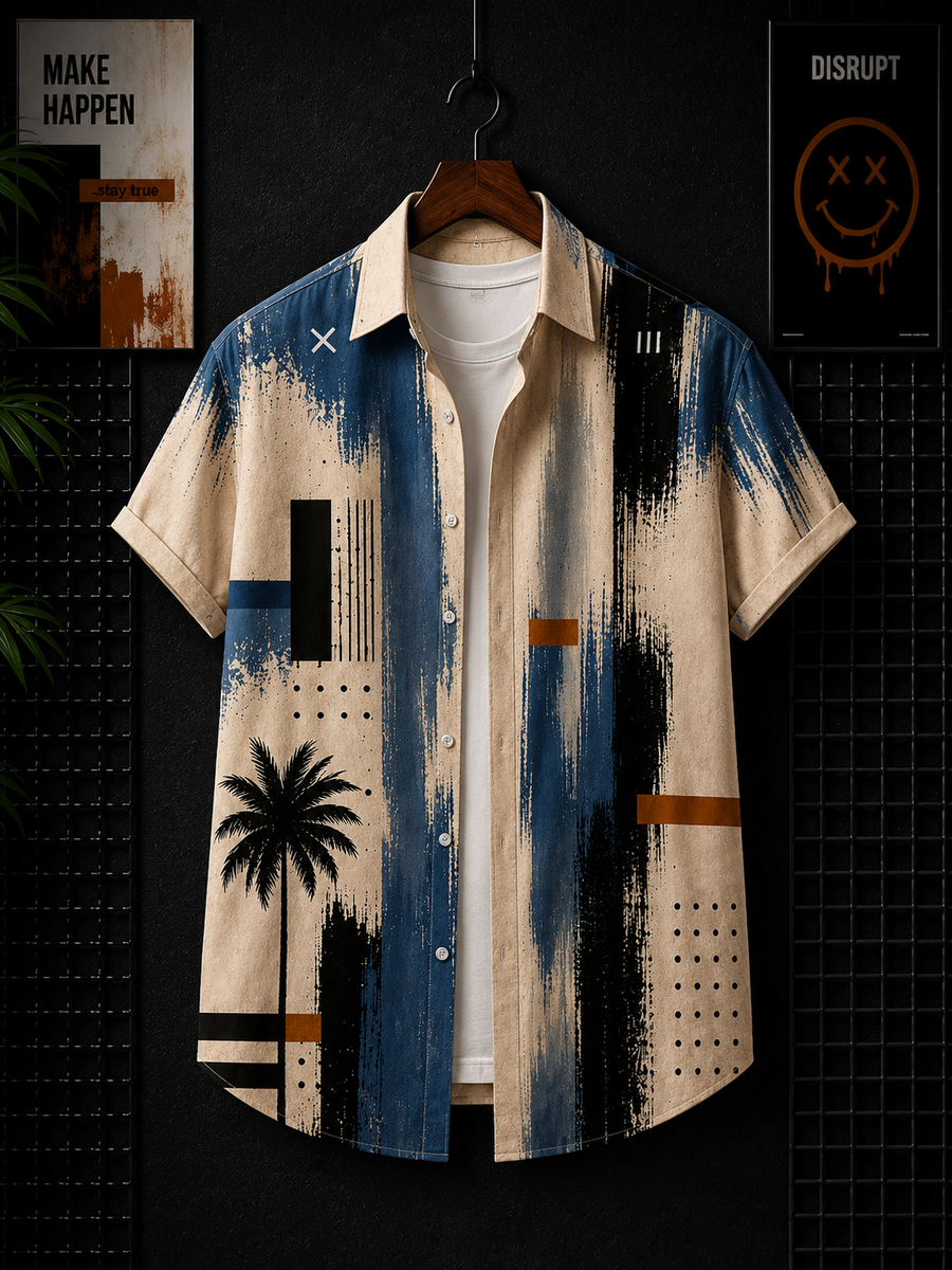 Coastal Drift Printed Cuban shirt