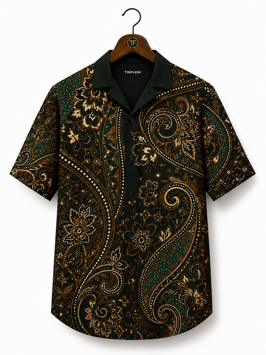TheFleek Emerald Royale Paisley Cuban Shirt