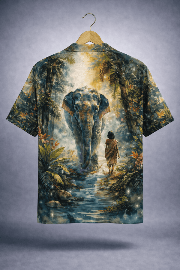 Forest Passage Elephant Art Cuban Shirt