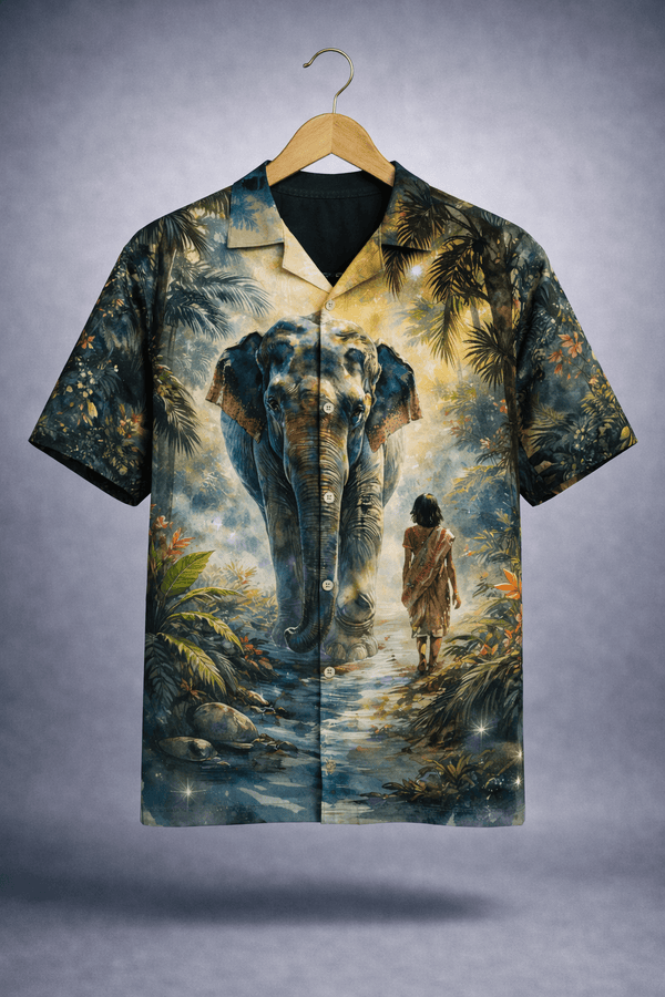TheFleek Forest Passage Elephant Art Cuban Shirt