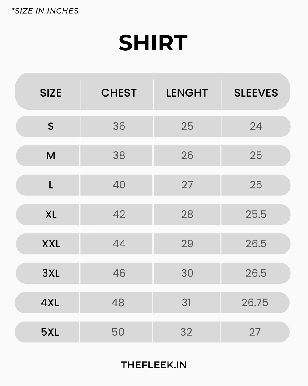 Size chart