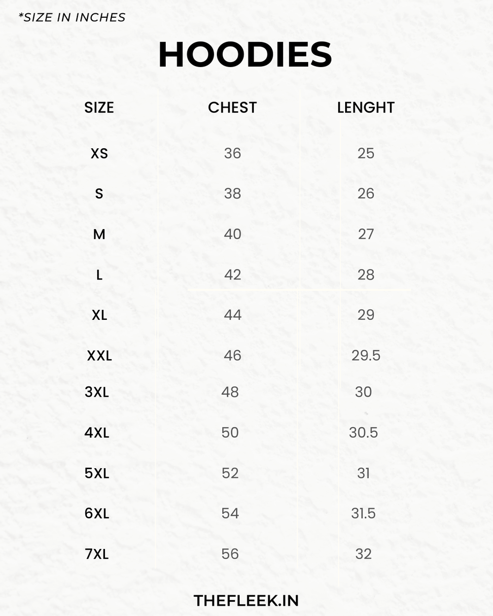 Size chart