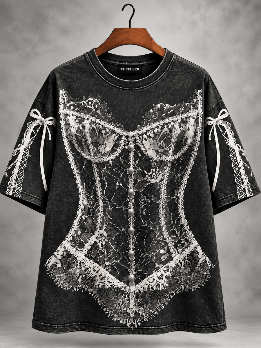 TheFleek Lace Butterfly Oversized T-Shirt