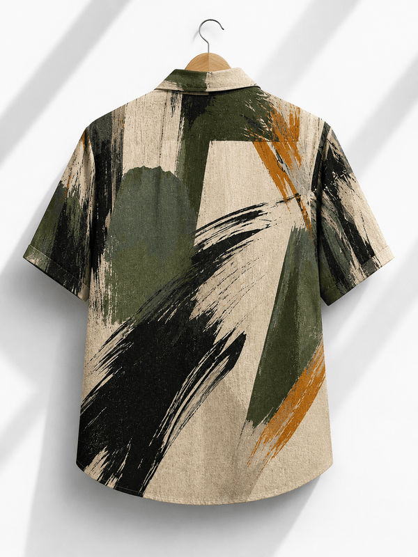 Neutral Brushstroke Cuban Shirt