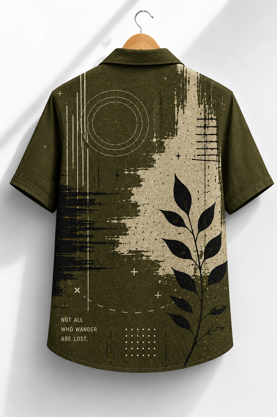 Olive Horizon Abstract Cuban Shirt