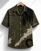 Olive Horizon Abstract Cuban Shirt
