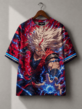 Red Blue Anime Oversized Tshirt