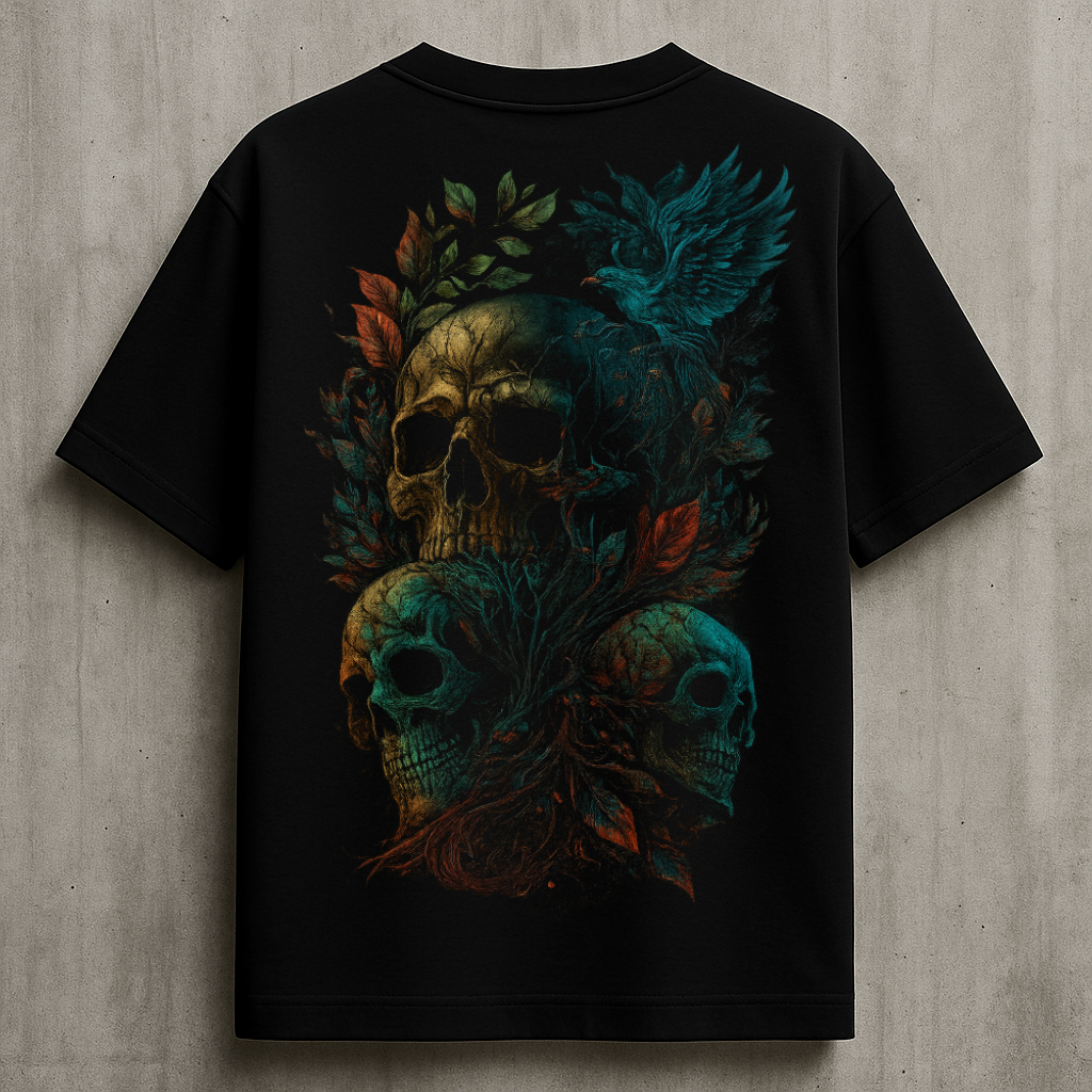 Dark Forest Skulls Oversized T-Shirt | Gothic Streetwear