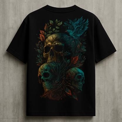 Dark Forest Skulls Oversized T-Shirt | Gothic Streetwear
