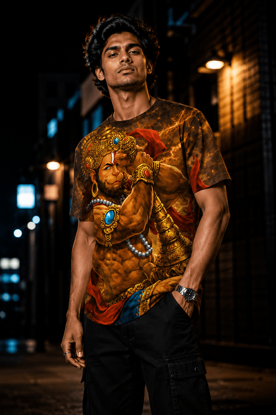 TheFleek Vajra Hanuman Regular T-Shirt