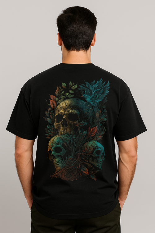 Dark Forest Skulls Oversized T-Shirt | Gothic Streetwear